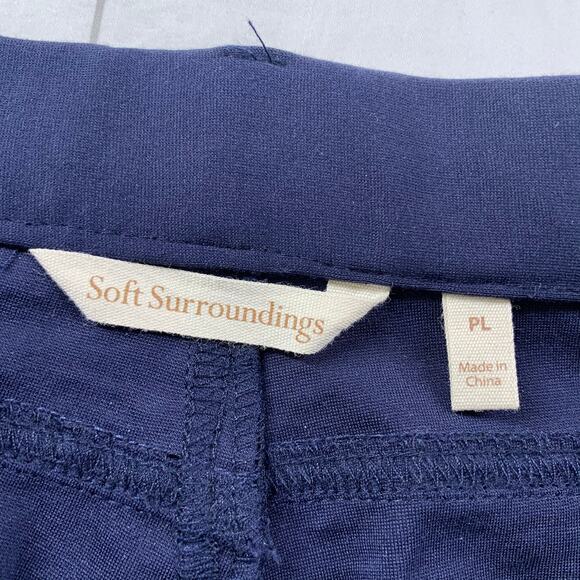 Soft Surroundings Pants Womens Large Petite Navy Blue Baroque Velvet Burnout - Picture 4 of 10